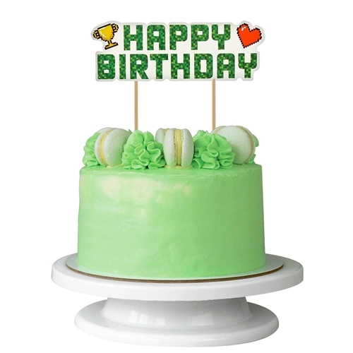 Topper ozdoby na tort napis Happy Birthday minecraft piksele dekoracje urodzinowe